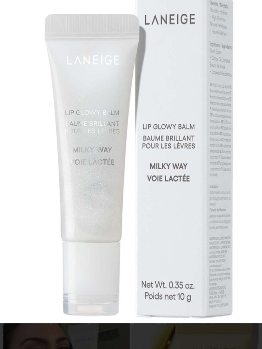 LANEIGE Milky Way Lip Glowy Balm — Iridescent White Shimmer